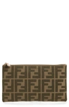 FENDI MEDIUM FF LOGO CANVAS FLAT POUCH,8N0149-A9P6