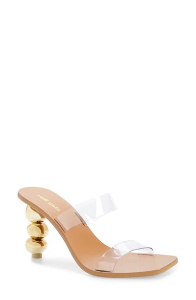 Cult Gaia Meta Bauble-heel Vinyl Mules In Clear