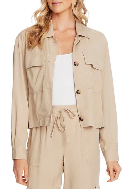 Vince Camuto Boxy Button-front Jacket In Stone Khaki