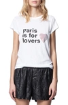 ZADIG & VOLTAIRE PARIS IS FOR LOVERS EMBELLISHED COTTON BLEND GRAPHIC TEE,SJTS1823F