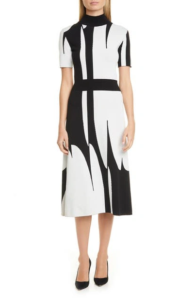 Hugo Boss Faeh Abstract Jacquard Knit Midi Dress In Patterned
