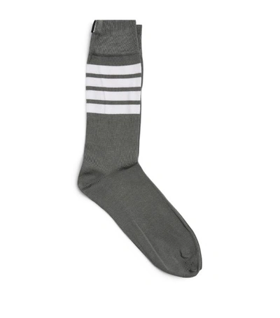 Thom Browne Striped Cotton-blend Socks In Gray