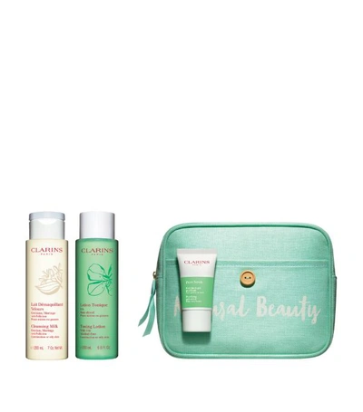 Clarins Cleansing Trousse Set For Oily Skin In White