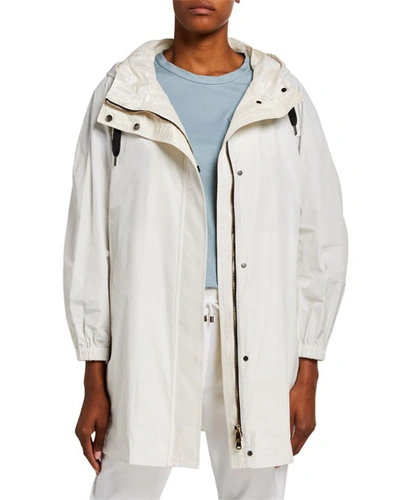 Brunello Cucinelli Chalk Hooded Taffeta Jacket In White