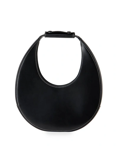 Staud Moon Leather Hobo Bag In Black