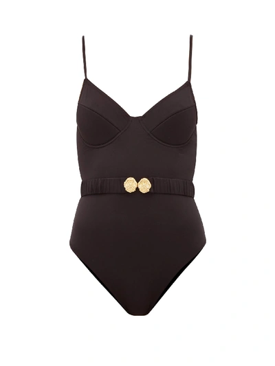 Reina Olga Loren Belted Underwired Swimsuit In Black