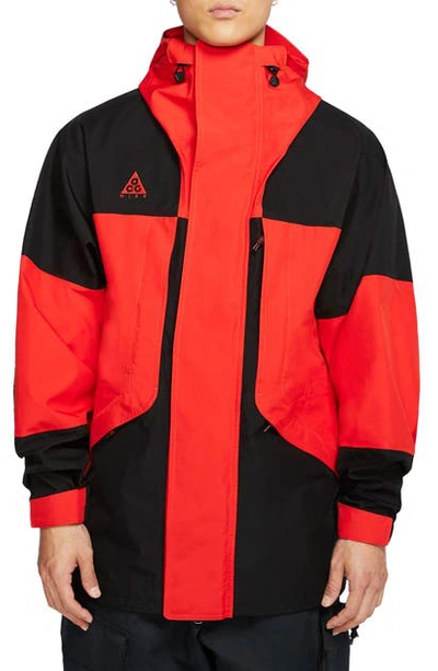 Nike Acg 2l Windbreaker Jacket In Black/ Habanero Red