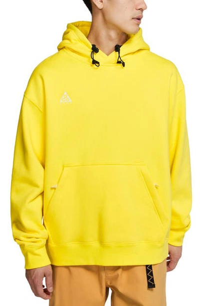 Nike Acg Cotton Blend Sweatshirt Hoodie In Opti Yellow/ Summit White