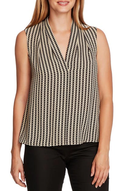 Vince Camuto Geo Print Sleeveless Georgette Blouse In Lt Stone