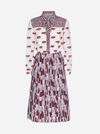 PRADA MIX-PRINT CREPE MIDI DRESS