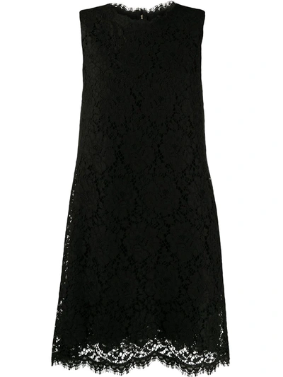 Dolce & Gabbana Lace-overlay Sleeveless Minidress In Black