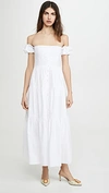 Staud Elio Off-the-shoulder Cotton-blend Midi Dress In White