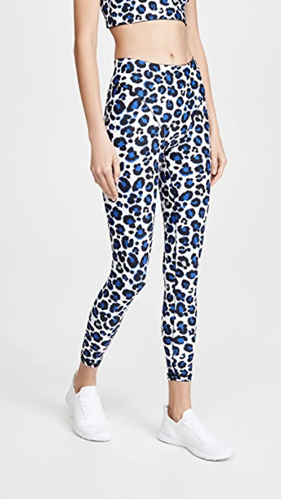 Adam Selman Sport Leopard Print French Cut Leggings In Blue Leopard