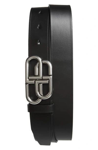 Balenciaga Bb Logo-plaque Belt In Black