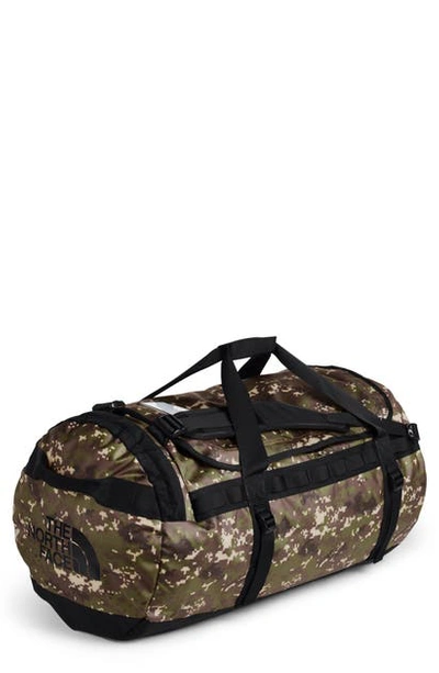 The North Face Base Camp Large Duffle Bag In Burnt Olive Green Camo/black