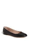 Chloé Lauren Scalloped Patent-leather Ballet Flats In Black Leather