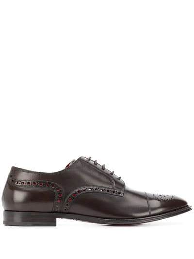Dolce & Gabbana Decorative Perforations Derby Shoes In Brown