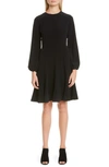 Co Blouson Long Sleeve A-line Dress In Black