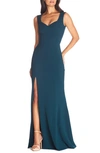 Dress The Population Monroe Side Slit Gown In Pine