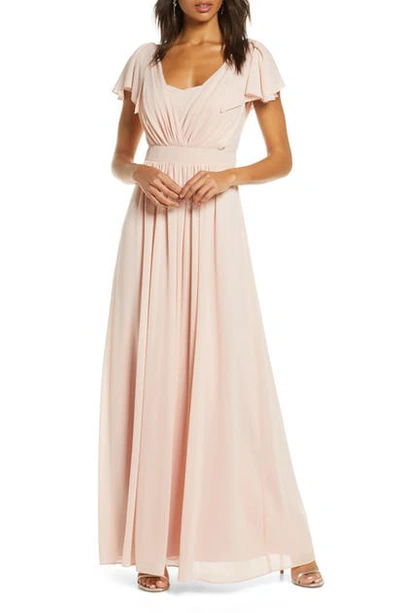 Vince Camuto Pleat Chiffon Gown In Blush