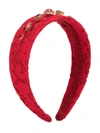 Dolce & Gabbana Crystal-embellished Lace Headband In Red