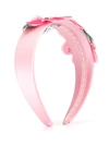 Dolce & Gabbana Flower-embellished Satin Headband In Pink