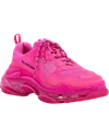 Balenciaga Triple S Clear Sole Leather And Mesh Trainers In Pink