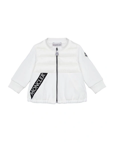 Moncler Kids' Zip-front Logo Jacket In White