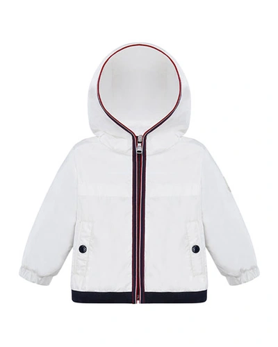 Moncler Kids' Anton Tricolor Trim Rain Jacket, Size 12m-3 In White