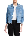 L Agence Janelle Cropped Frayed Stretch-denim Jacket In Pomona