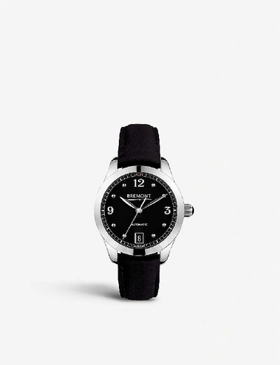 Bremont Solo-34 Stainless Steel And Leather Watch In Black