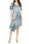EVER NEW DRAWSTRING RUCHED SATIN DRESS,DR10734