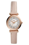 FOSSIL CARLIE MINI PAVE LEATHER STRAP WATCH, 28MM,ES4839