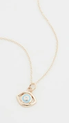 ALISON LOU 14K EVIL EYE PENDANT NECKLACE