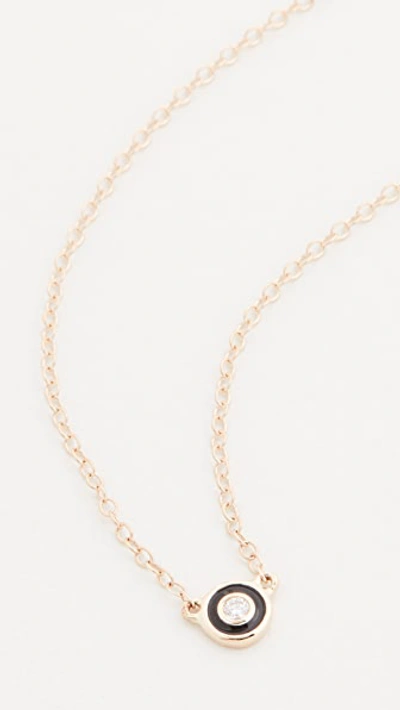 Alison Lou 14k Single Bezel Necklace In White Diamond