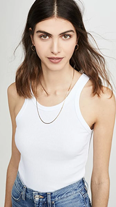 Amo Ribbed Tank Top In White