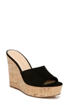 Veronica Beard Dali Woven Cork Platform Wedge Mules In Black