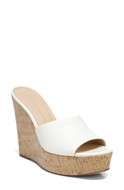 Veronica Beard Women's Dali Python-embossed Leather & Cork Platform Wedge Mules In White