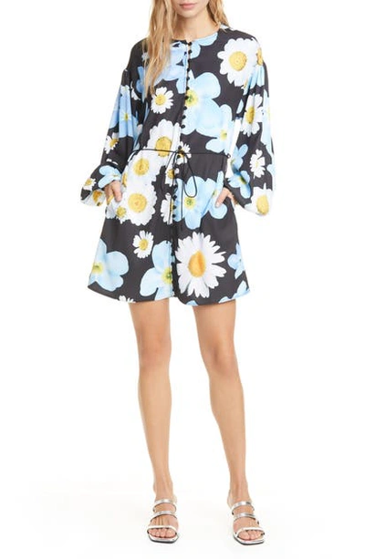 Stine Goya Dida Floral Long Balloon Sleeve Minidress In Forget Me Not