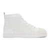 Christian Louboutin Louis Spike-embellished Leather High-top Trainers In 3047 Whtwht
