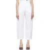 LANVIN WHITE CANVAS CRINKLE TROUSERS