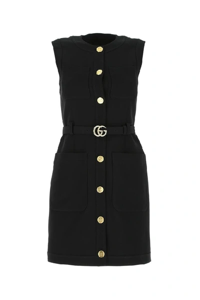 Gucci Gg Belted Mini Dress In Black