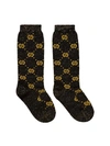 Gucci Kids' Gg Supreme Cotton Blend Knit Socks In Black