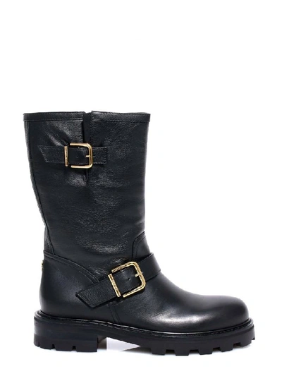 Jimmy Choo Biker Ii Smooth Leather Boots In Black