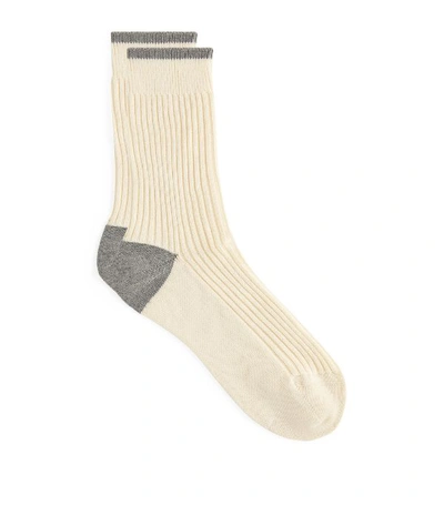 Brunello Cucinelli Ribbed Cotton Socks In Neutrals