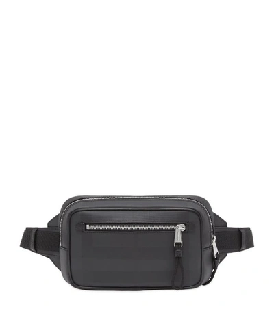 Burberry London Check And Leather Bum Bag In Dark Charcoal