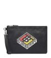 BURBERRY LOGO GRAPHIC GRAINED LEATHER POUCH,15081217