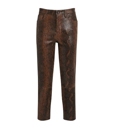 J Brand Ruby Cropped Snake-effect Leather Slim-leg Trousers In Animal Print