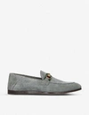 GUCCI GUCCI MEN'S GREY BRIXTON WEB-EMBELLISHED SUEDE LOAFERS,34300511