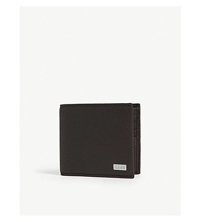 Hugo Boss Crosstown Full-grain Leather Billfold Wallet In Brown